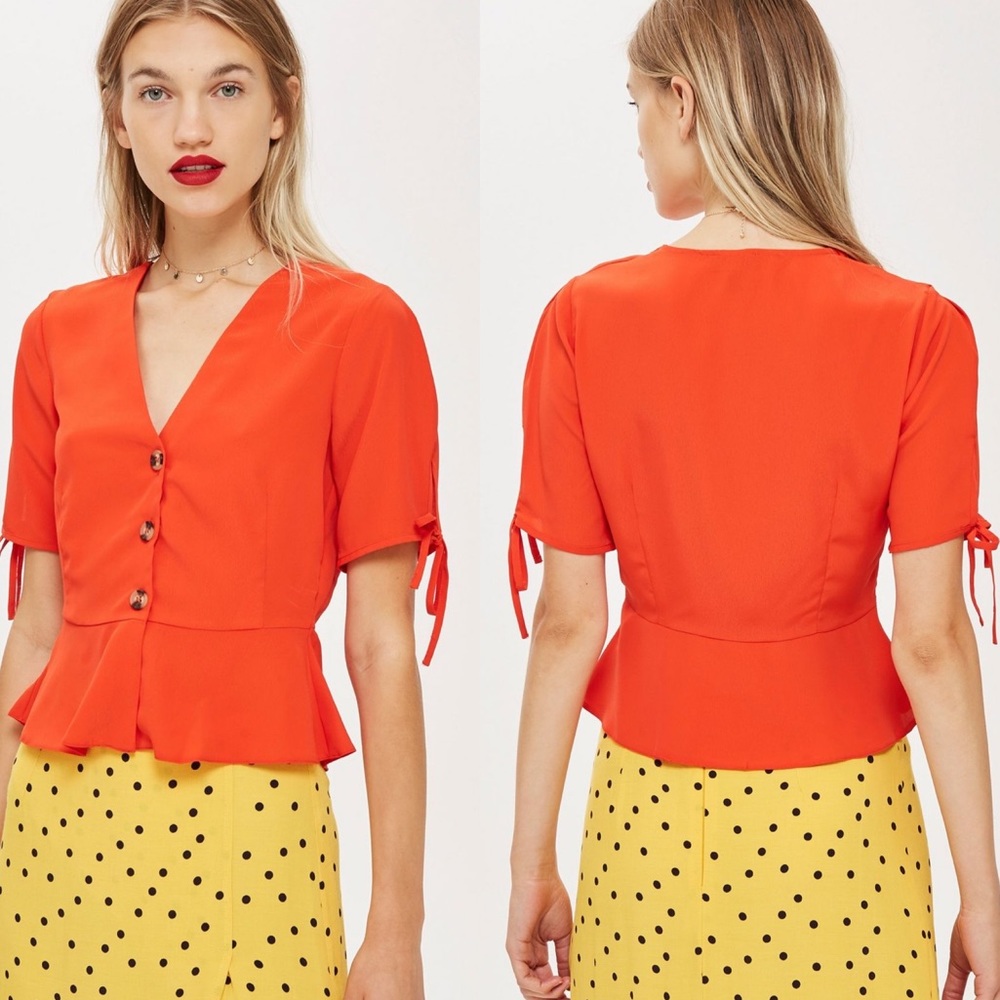 Red Button Down Blouse
